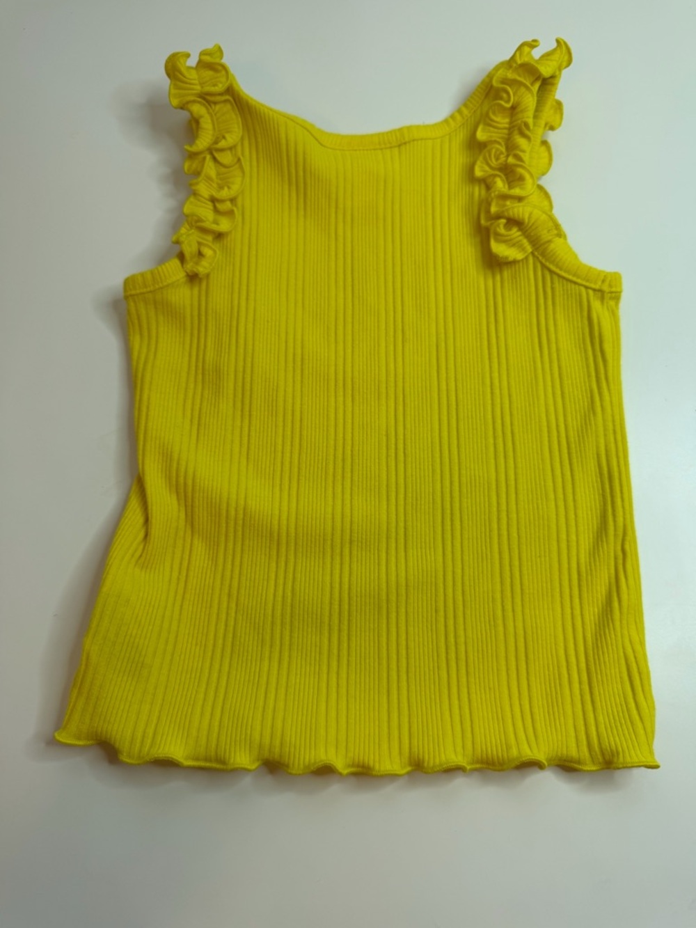Cat & Jack Yellow Ruffle Shoulder Ribbed Tank Top - Picture 5 of 5